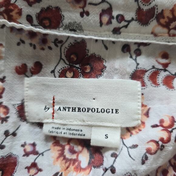 By Anthropologie Gauze Cotton Boho Floral Cropped Top Size S Cottagecore - Picture 6 of 8